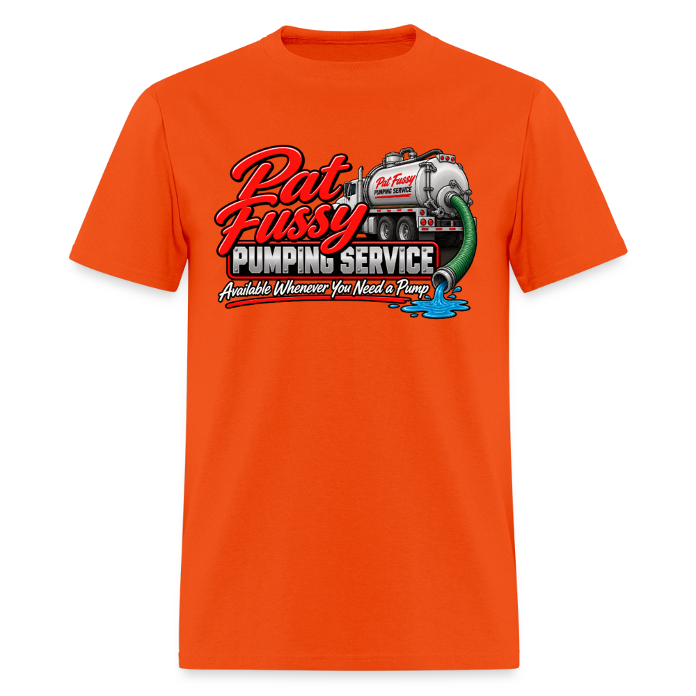 Pat Fussy Pumping Service Funny Adult T-Shirt Color: Heather Black