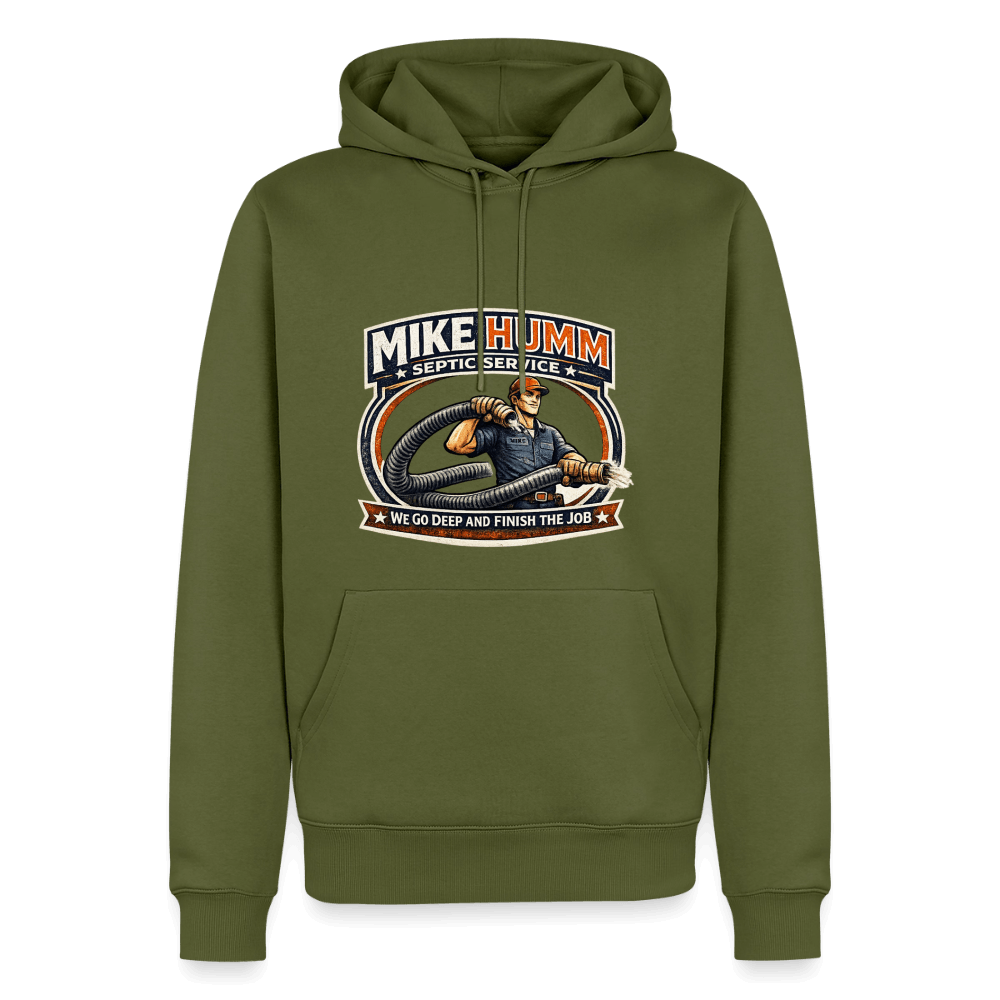 Mike Humm Septic Service Premium Hoodie Color: Khaki Green