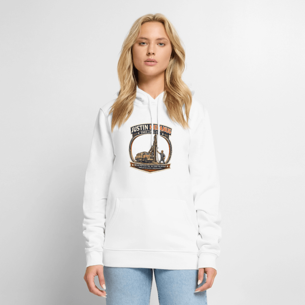 Justin Heranus Drilling Company Premium Hoodie Color: White