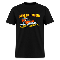Mike Oxthrobin Plowing Service Funny Fake Business T-Shirt