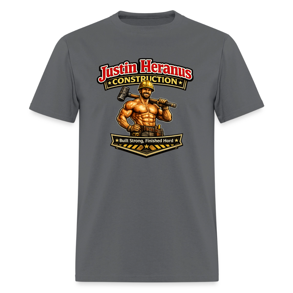 Justin Heranus Construction Funny T-Shirt - charcoal
