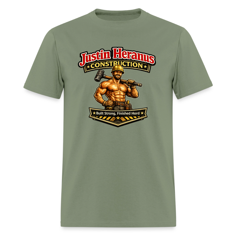 Justin Heranus Construction Funny T-Shirt - military green