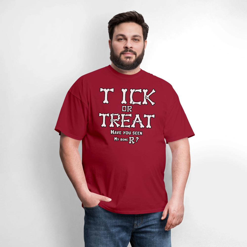 Tick or Treat Have You Seen My Bone R? Halloween T-Shirt Color: Black