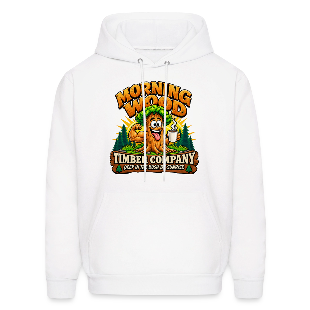 Morning Wood Timber Company – Funny Adult Humor Hoodie - white