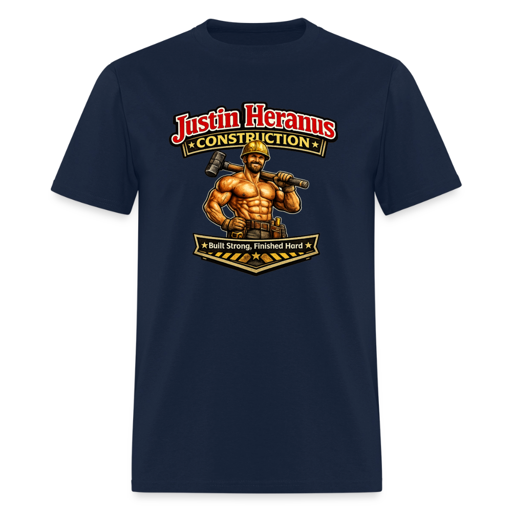 Justin Heranus Construction Funny T-Shirt - navy
