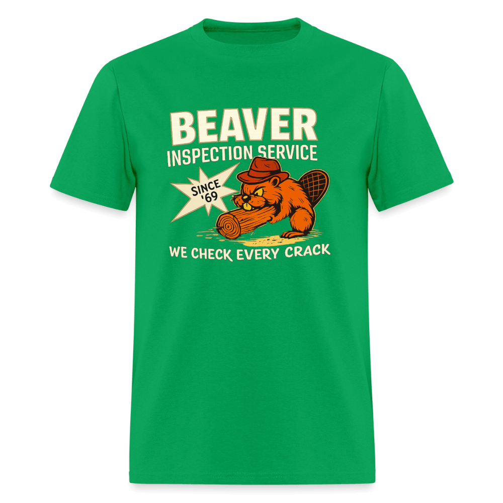 Beaver Inspection Service Funny Adult Humor T-Shirt Color: Bright Green