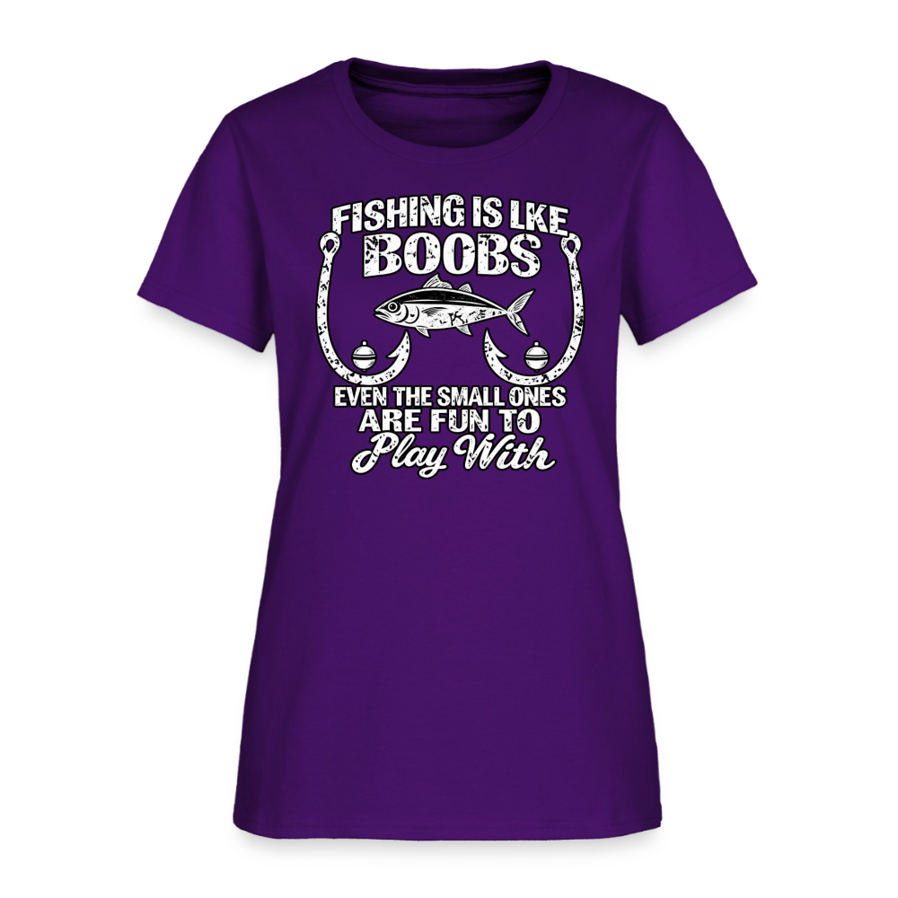 Fishing Is Like Boobs Women’s T-Shirt Color: Purple
