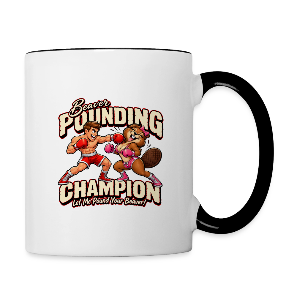 Beaver Pounding Champion Contrast Coffee Mug - white/black