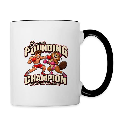 Beaver Pounding Champion Contrast Coffee Mug - white/black