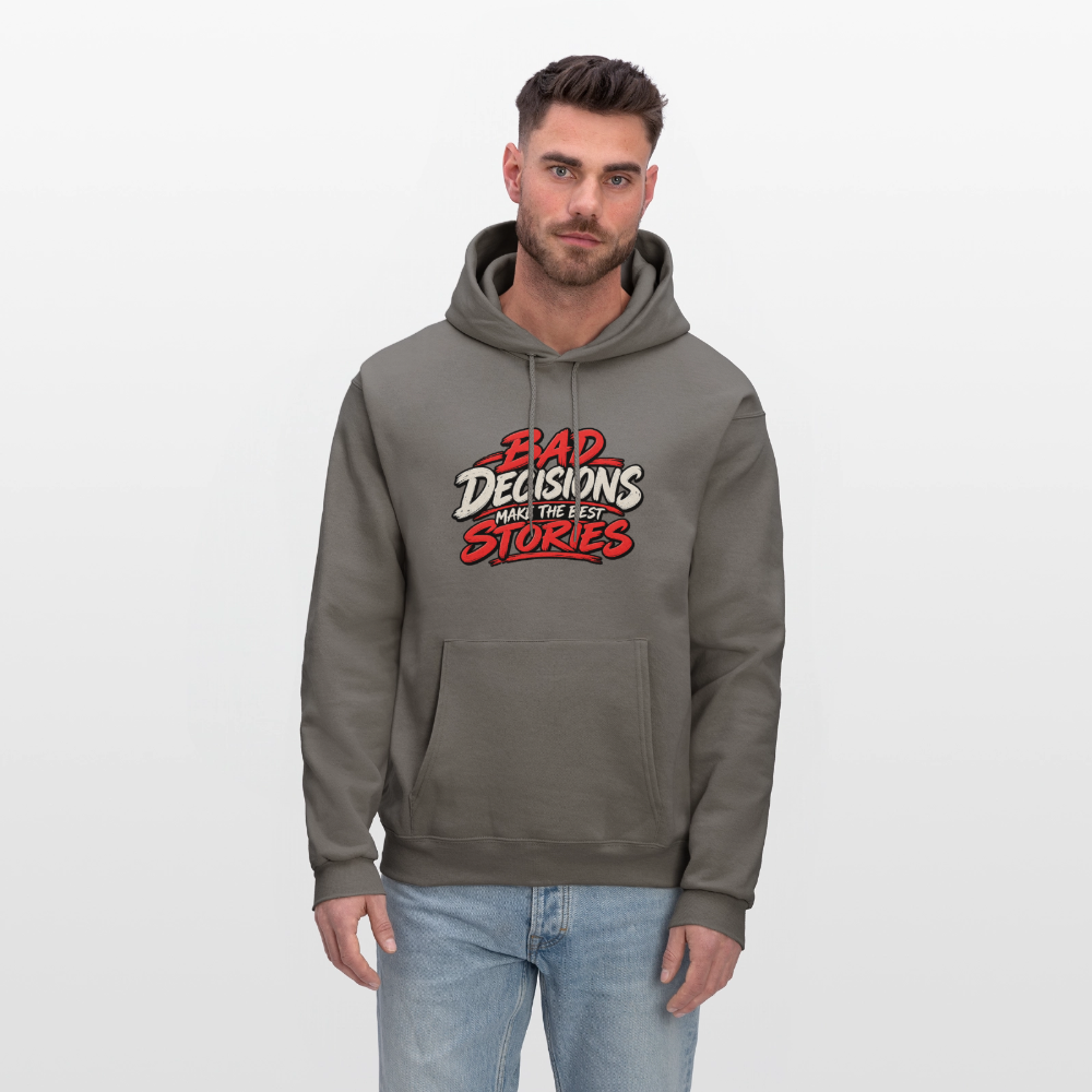 Bad Decisions Make the Best Stories Hoodie Color: Charcoal Grey