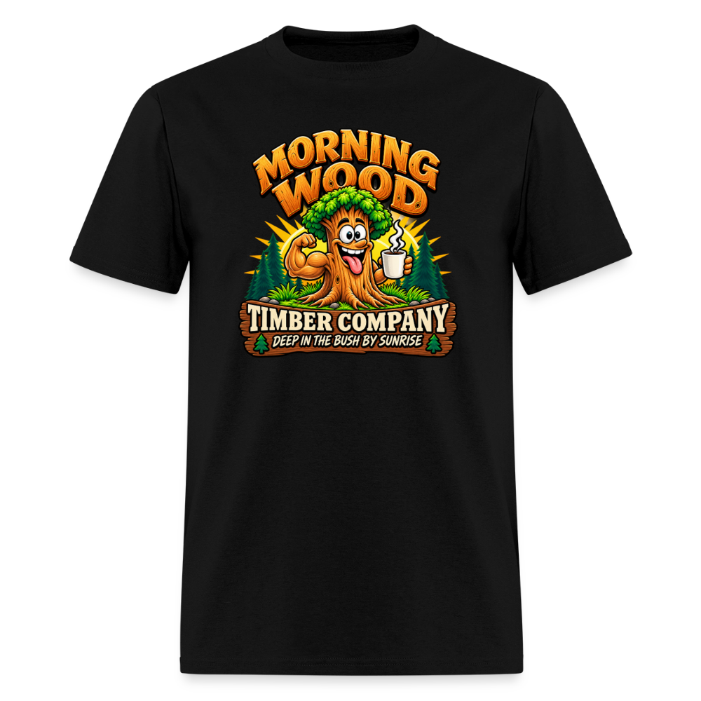 Morning Wood Timber Company – Funny Adult Humor T-Shirt - black