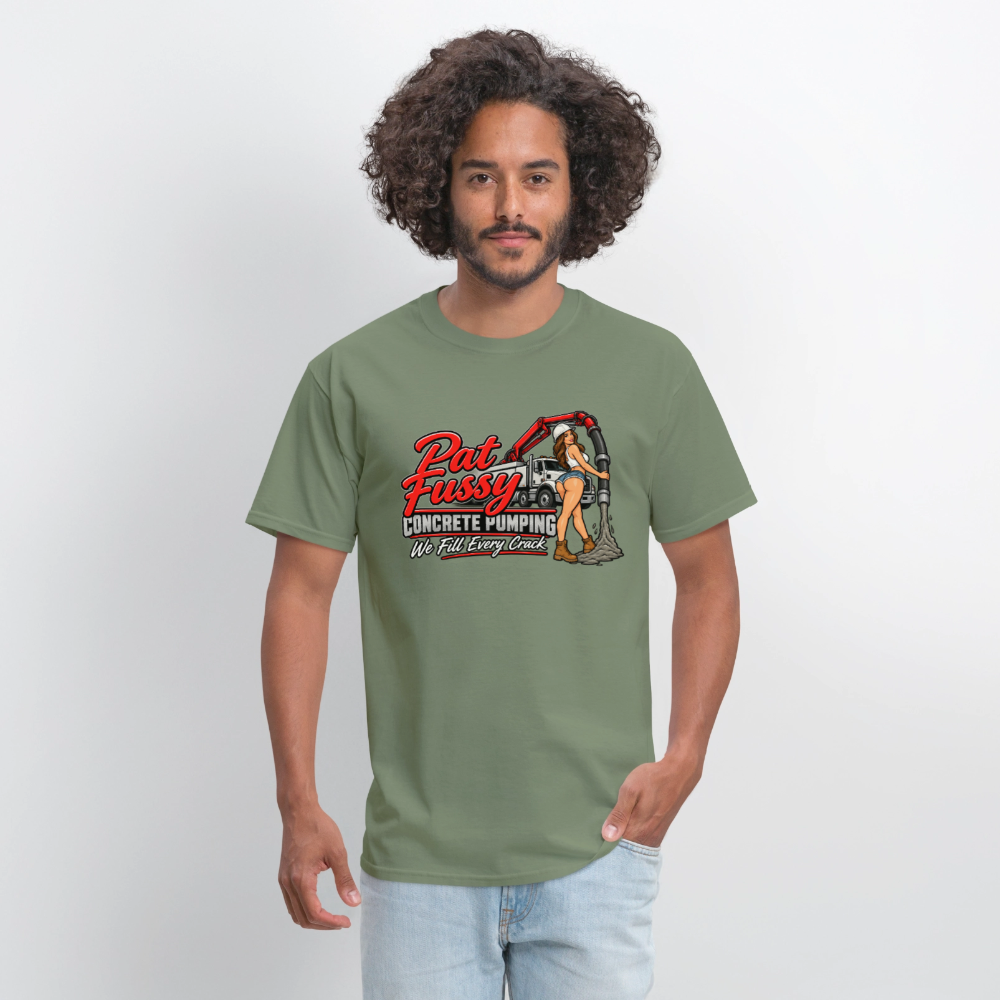 Pat Fussy Concrete Pumping Funny Adult T-Shirt Color: Rock