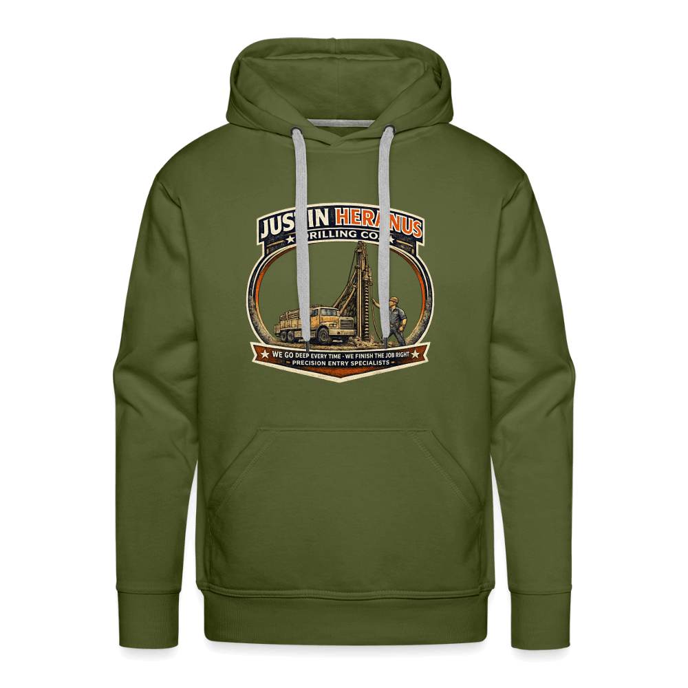 Justin Heranus Drilling Company Premium Hoodie Color: Olive Green