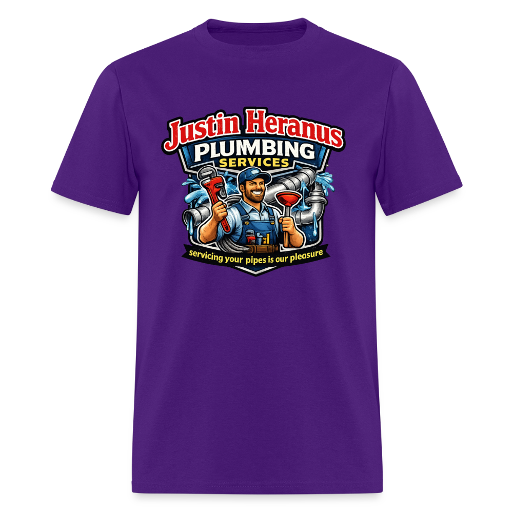 Justin Heranus Plumbing Funny T-Shirt - purple
