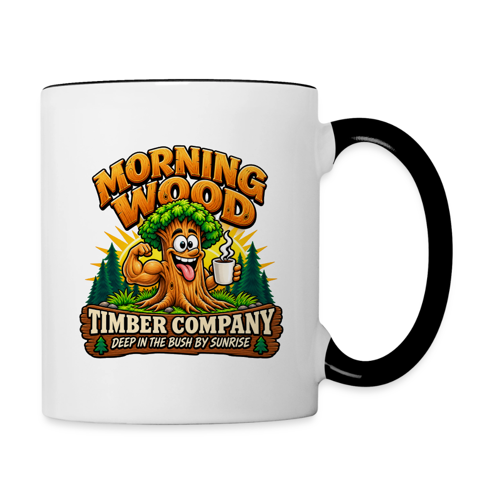 Morning Wood Timber Company – Funny Adult Humor Coffee Mug - white/black