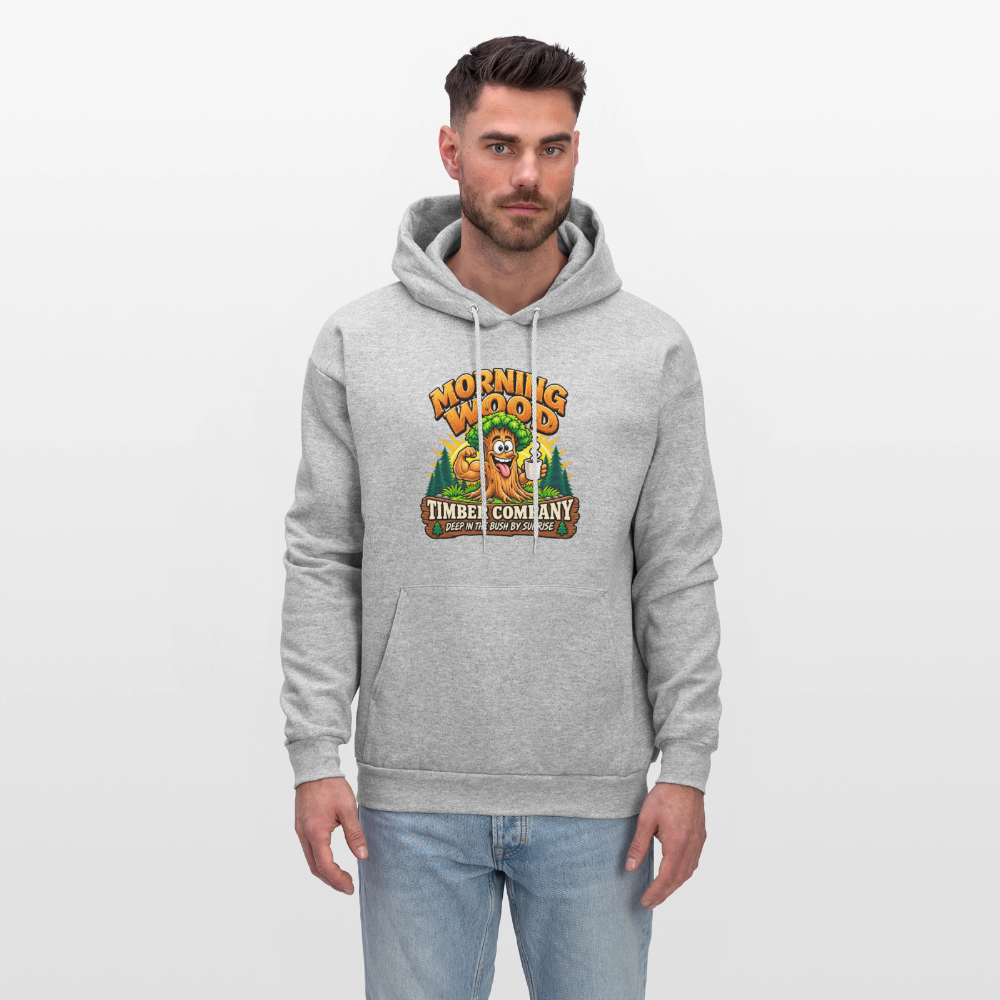 Morning Wood Timber Company – Funny Adult Humor Hoodie - heather gray