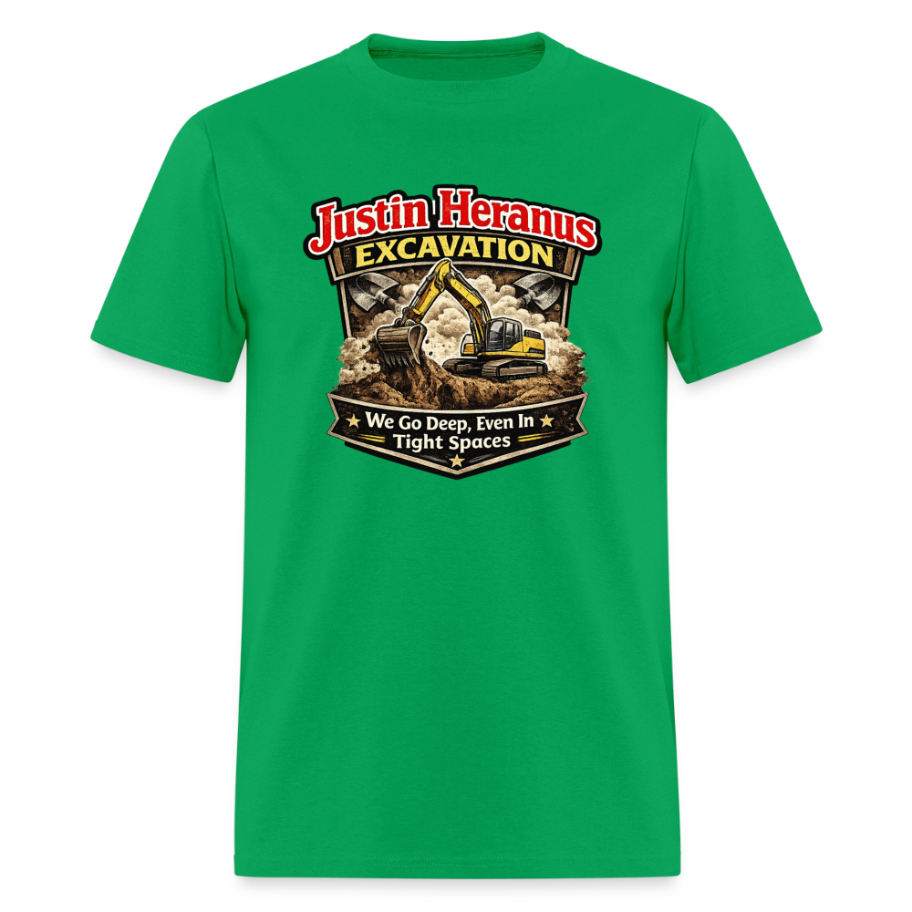 Justin Heranus Excavation Funny T-Shirt - bright green