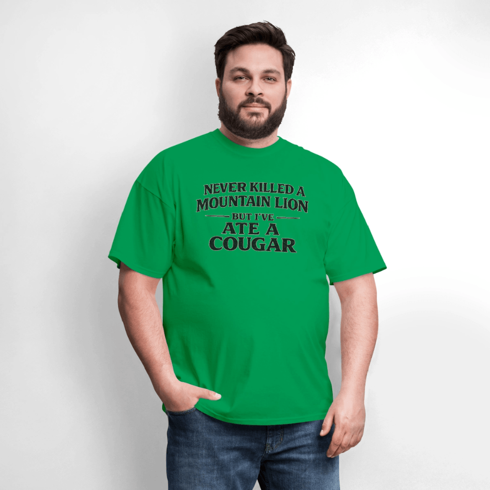 Never Killed A Mountain Lion But I've Ate A Cougar T-Shirt Color: Heather Gray