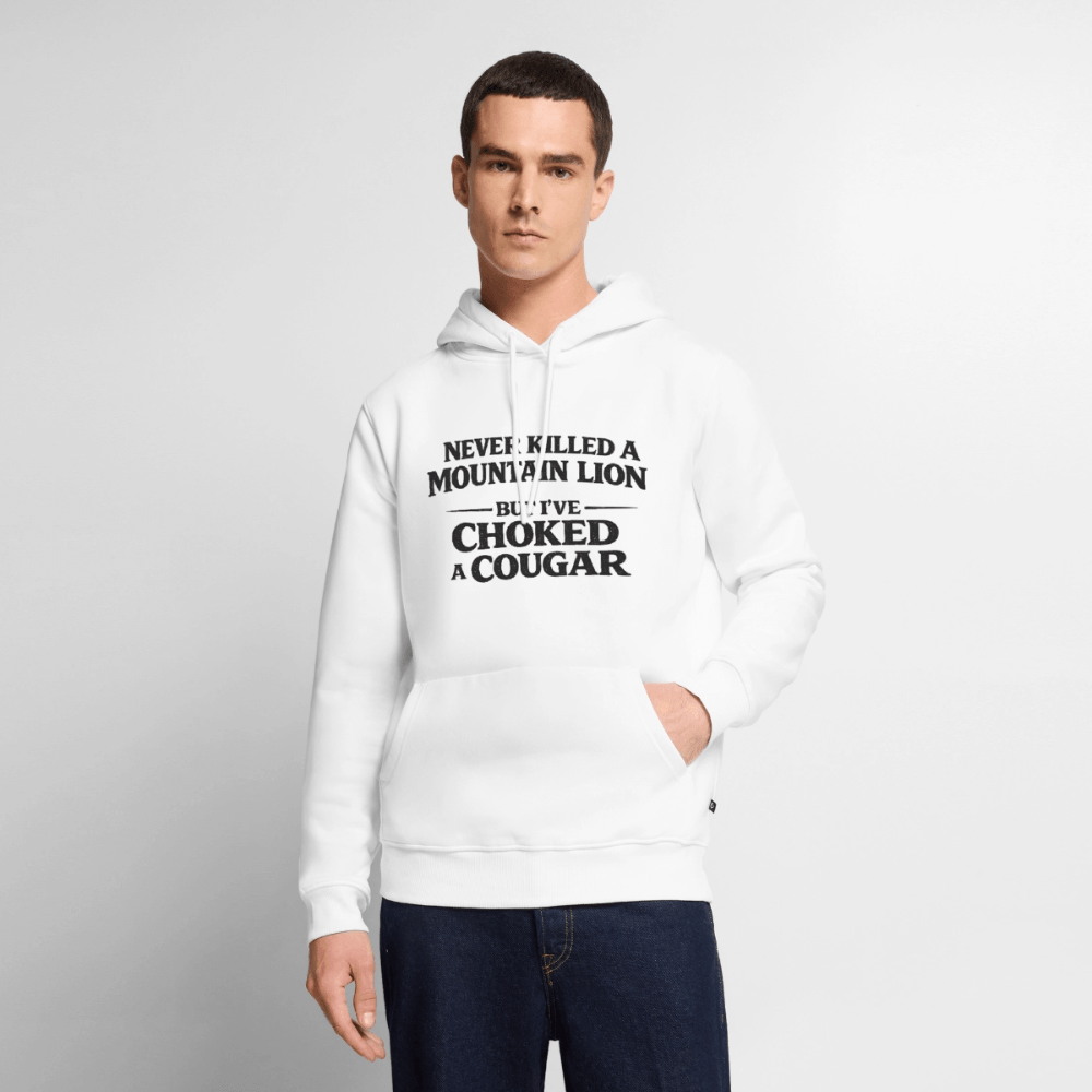 Never Killed A Mountain Lion But I've Choked A Cougar Premium Hoodie Color: White
