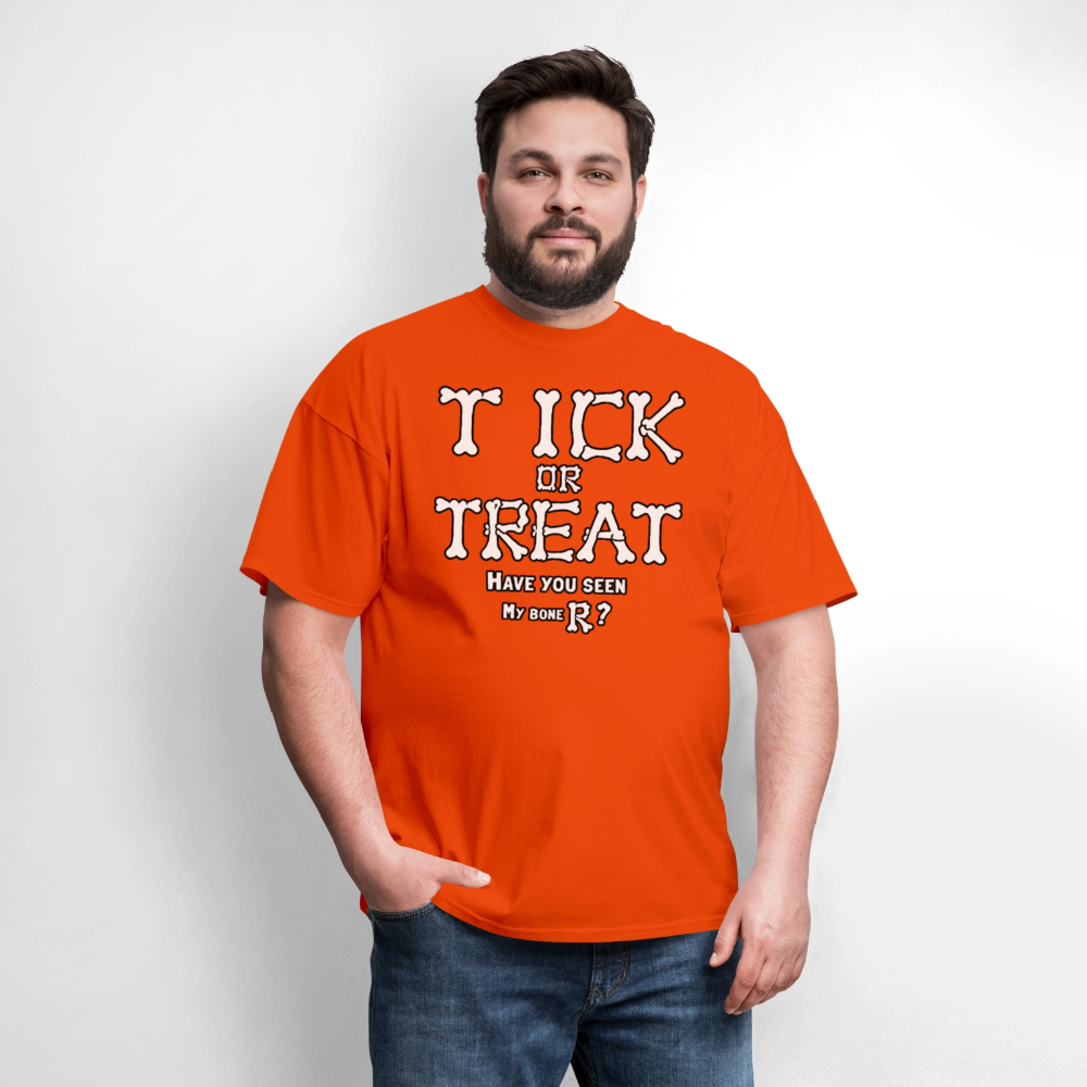 Tick or Treat Have You Seen My Bone R? Halloween T-Shirt Color: Black