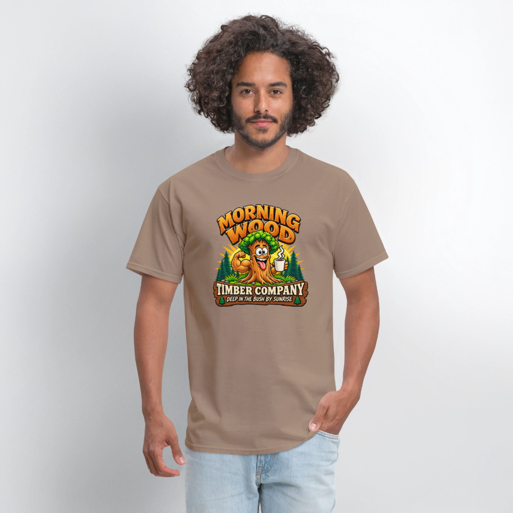 Morning Wood Timber Company – Funny Adult Humor T-Shirt - safari