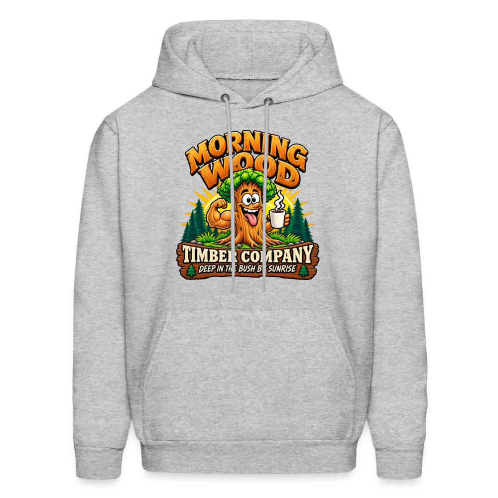Morning Wood Timber Company – Funny Adult Humor Hoodie - heather gray