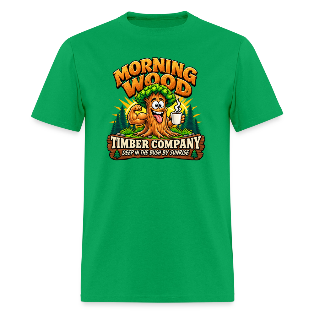 Morning Wood Timber Company – Funny Adult Humor T-Shirt - bright green