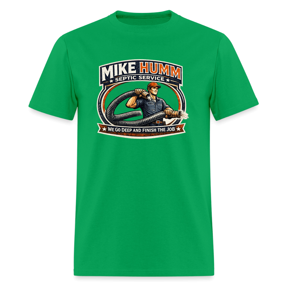 Mike Humm Septic Service T-Shirt Color: Bright Green