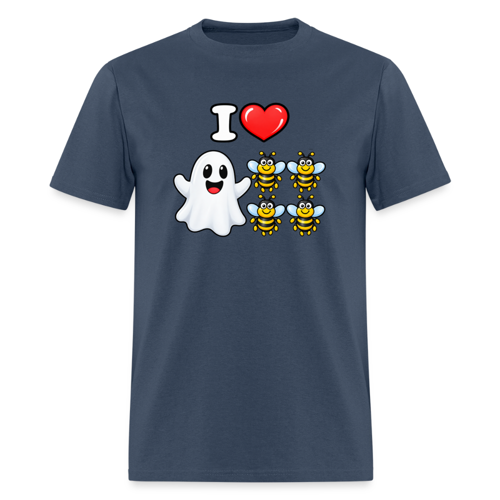 I Heart Boo Bees Funny Halloween T-Shirt Color: Blue Dusk