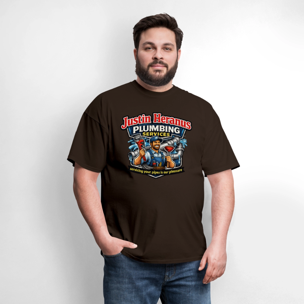 Justin Heranus Plumbing Funny T-Shirt - brown