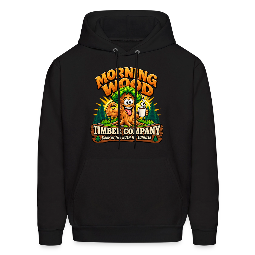 Morning Wood Timber Company – Funny Adult Humor Hoodie - black