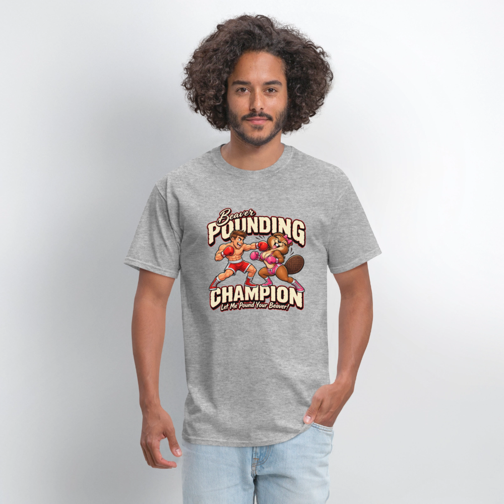 Beaver Pounding Champion T-Shirt - heather gray