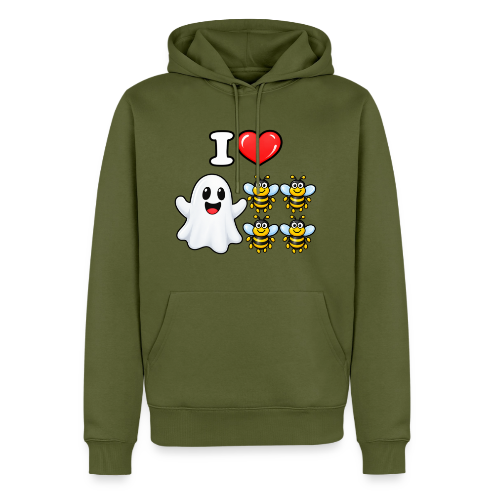 I Heart Boo Bees Funny Halloween Premium Hoodie Color: Khaki Green