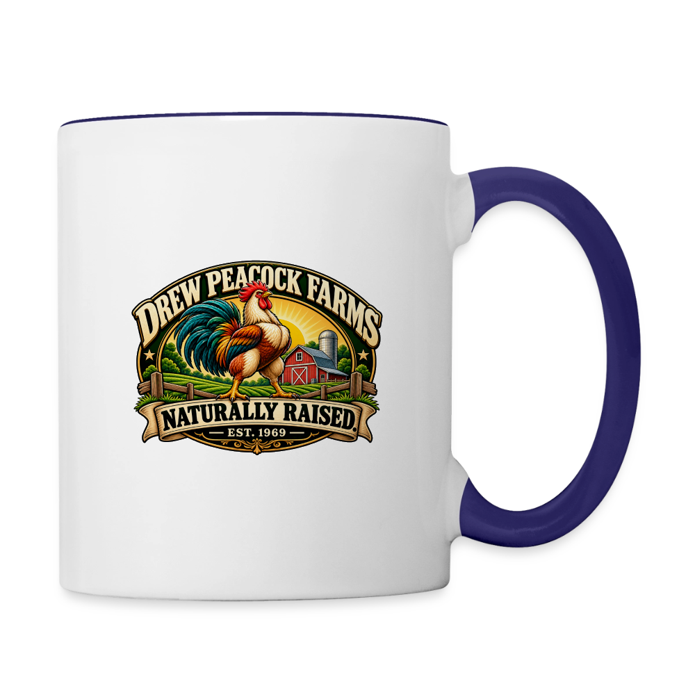 Drew Peacock Farms Mug Color: White/Cobalt Blue