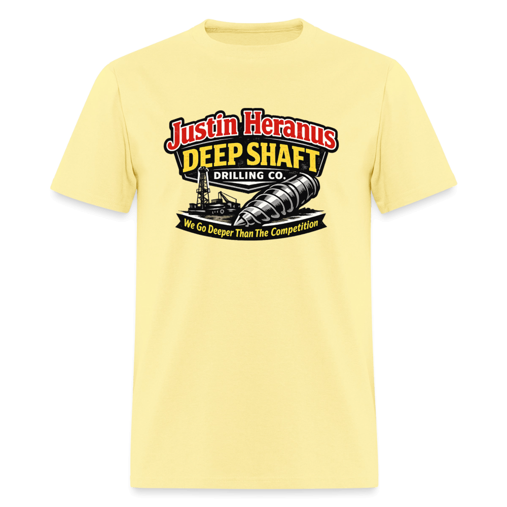 Justin Heranus Deep Shaft Drilling T-Shirt Color: Cornsilk