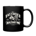 Fat Cock’s Halfway Inn Black Coffee Mug Color: black