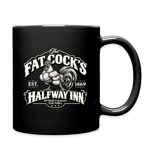 Fat Cock’s Halfway Inn Black Coffee Mug Color: black