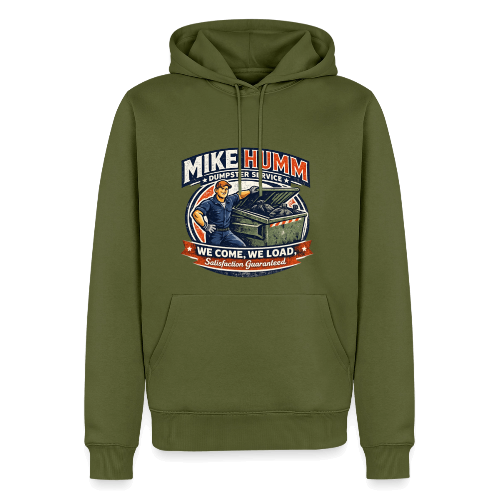 Mike Humm Dumpster Service Premium Hoodie Color: Khaki Green