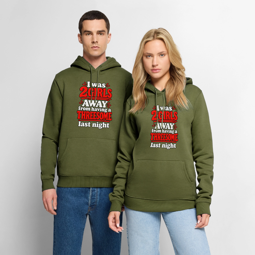 I Was 2 Girls Away From Having a Threesome Premium Hoodie Color: Navy