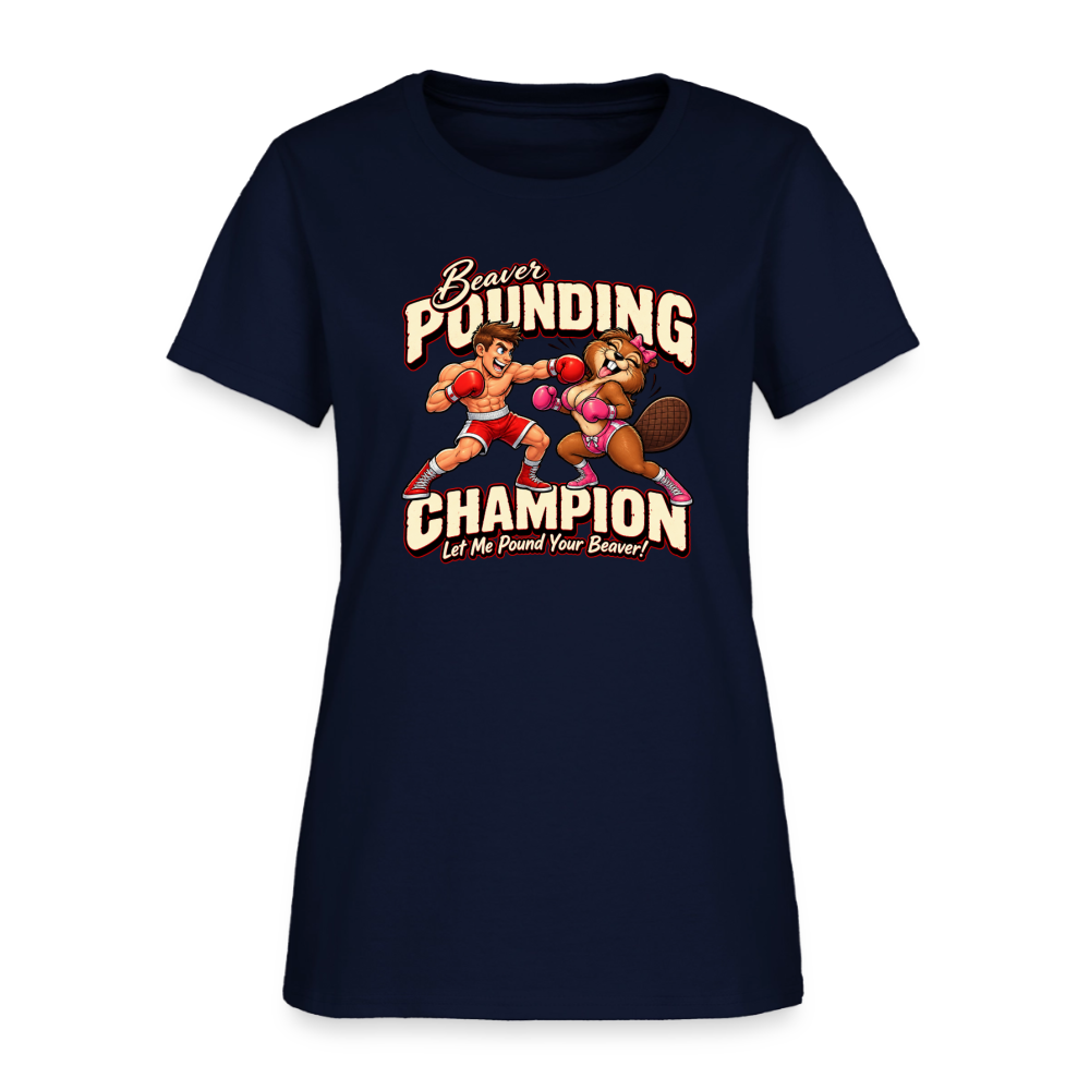 Beaver Pounding Champion Women's T-Shirt - navy