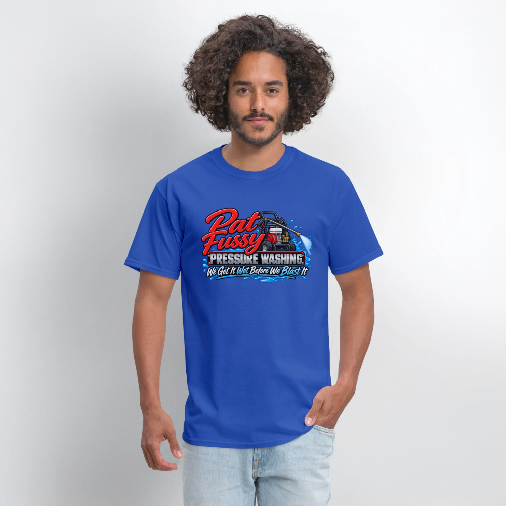 Pat Fussy Pressure Washing Funny Adult T-Shirt Color: Heather Black