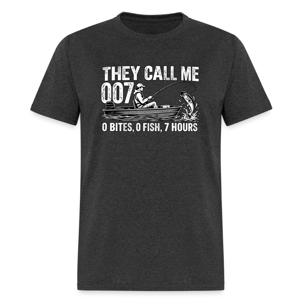 They Call Me 007 Funny Fishing T-Shirt Color: Heather Black