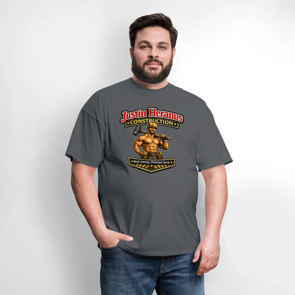 Justin Heranus Construction Funny T-Shirt - charcoal