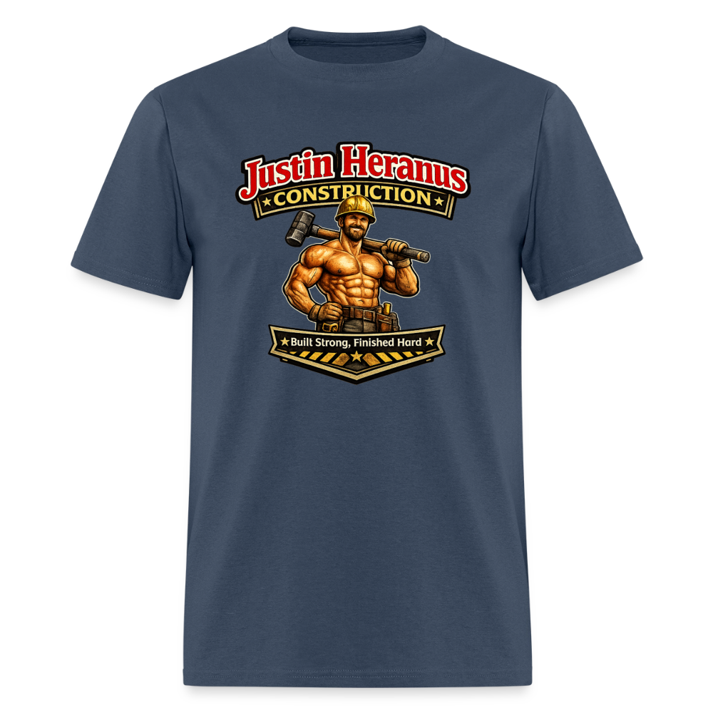 Justin Heranus Construction Funny T-Shirt -  blue dusk