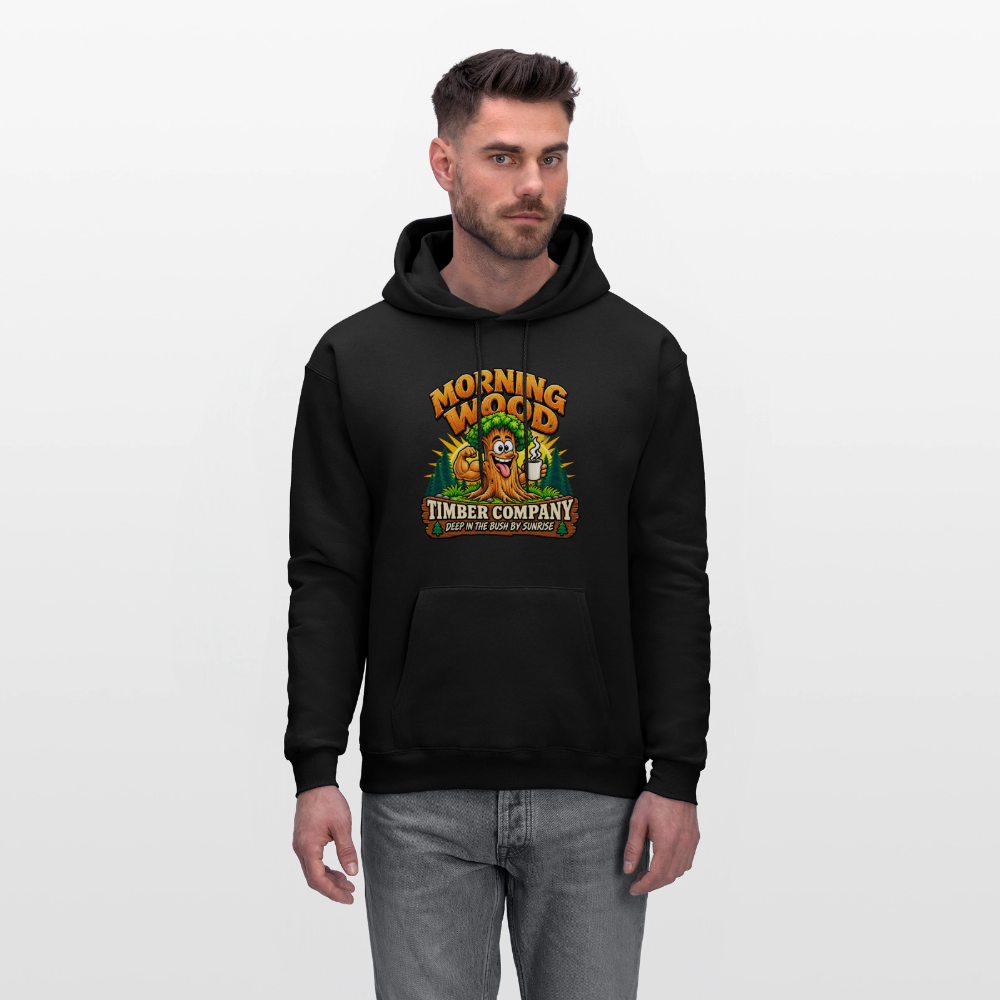 Morning Wood Timber Company – Funny Adult Humor Hoodie - black