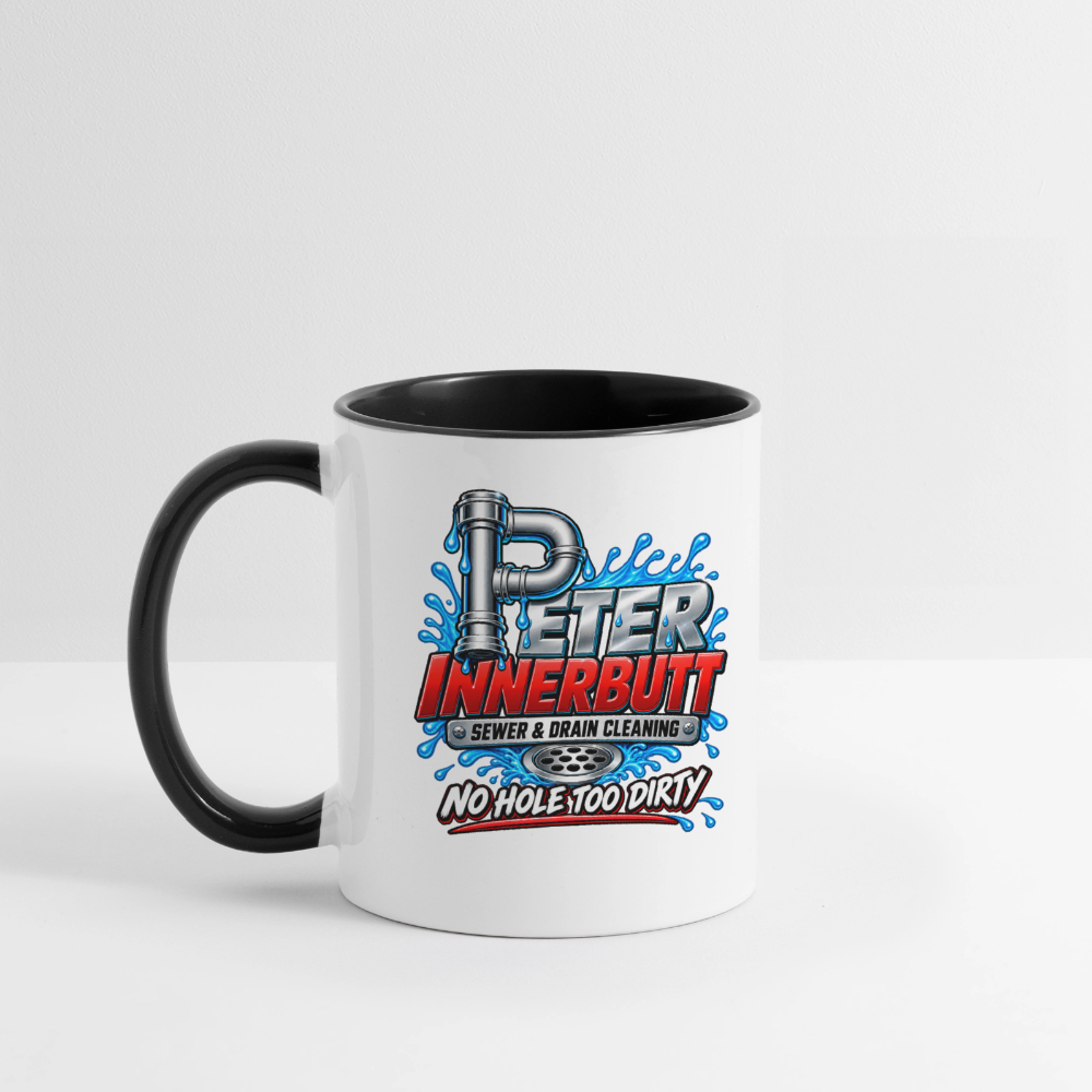 Peter Innerbutt No Hole Too Dirty Funny Adult Humor Coffee Mug Color: white/black
