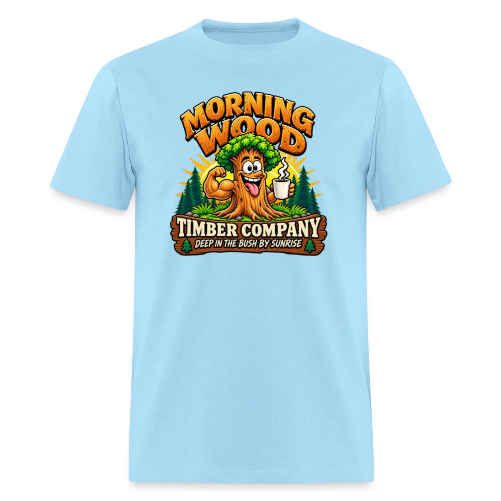 Morning Wood Timber Company – Funny Adult Humor T-Shirt - powder blue