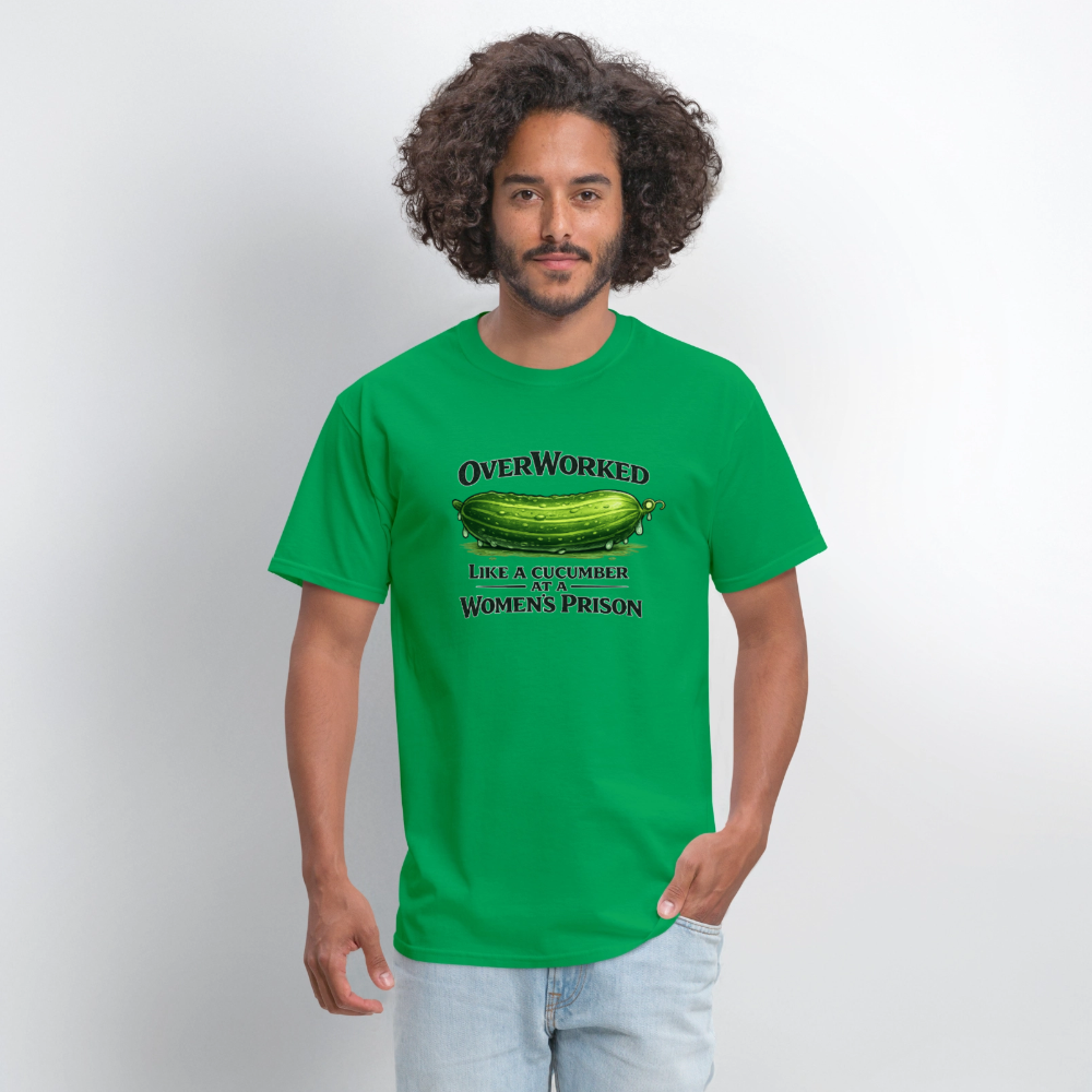 Overworked Like a Cucumber at a Women's Prison T-Shirt - bright green