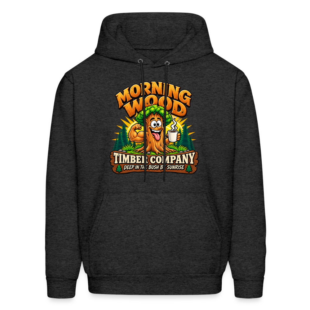 Morning Wood Timber Company – Funny Adult Humor Hoodie - charcoal grey