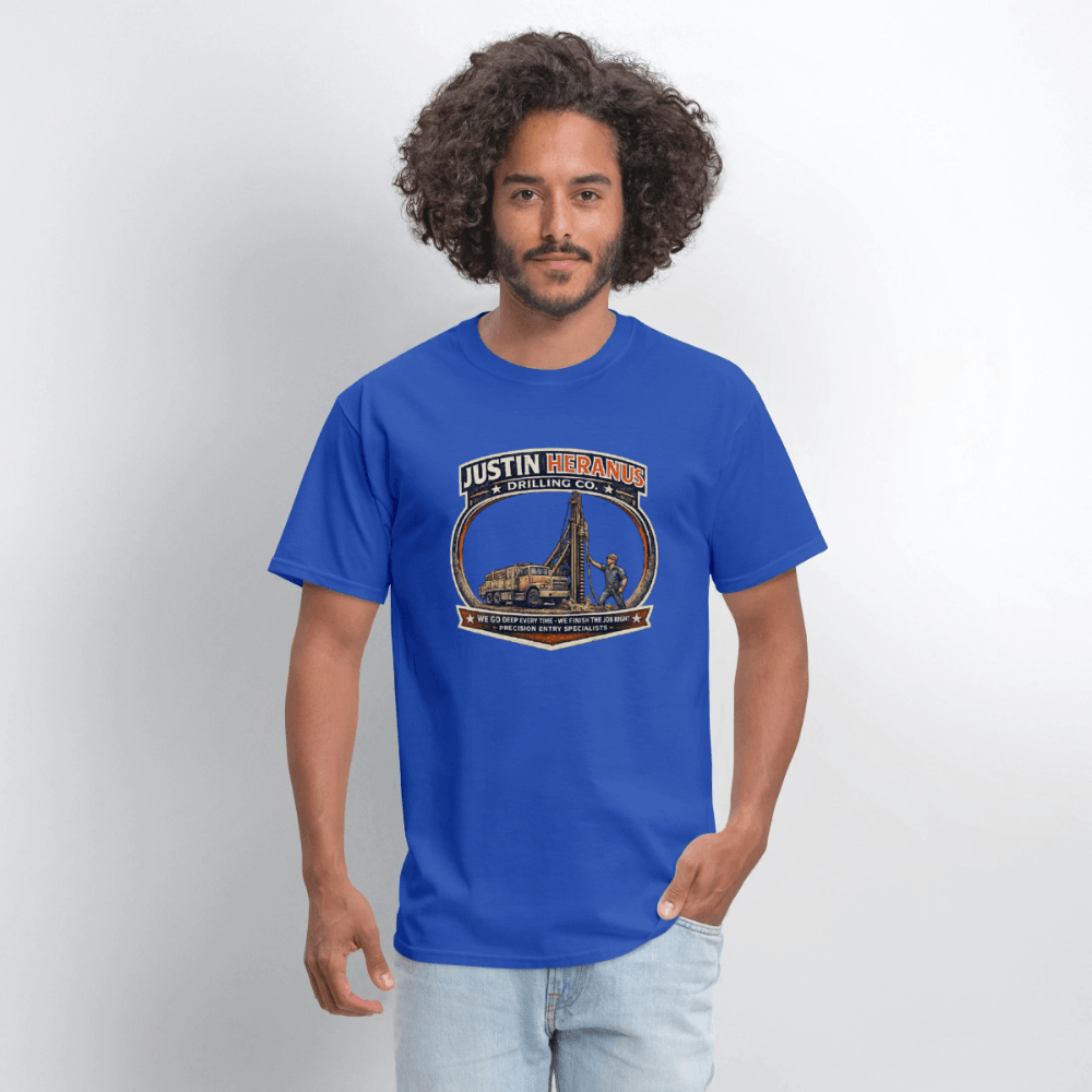 Justin Heranus Drilling Company Funny T-Shirt Color: White